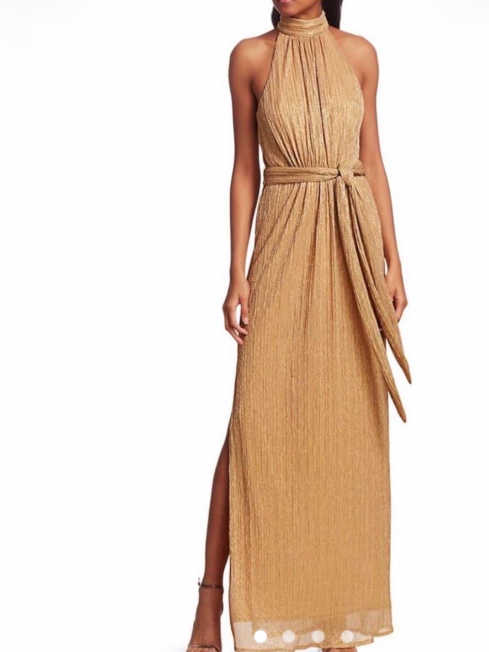 Halston Heritage gold halter gown